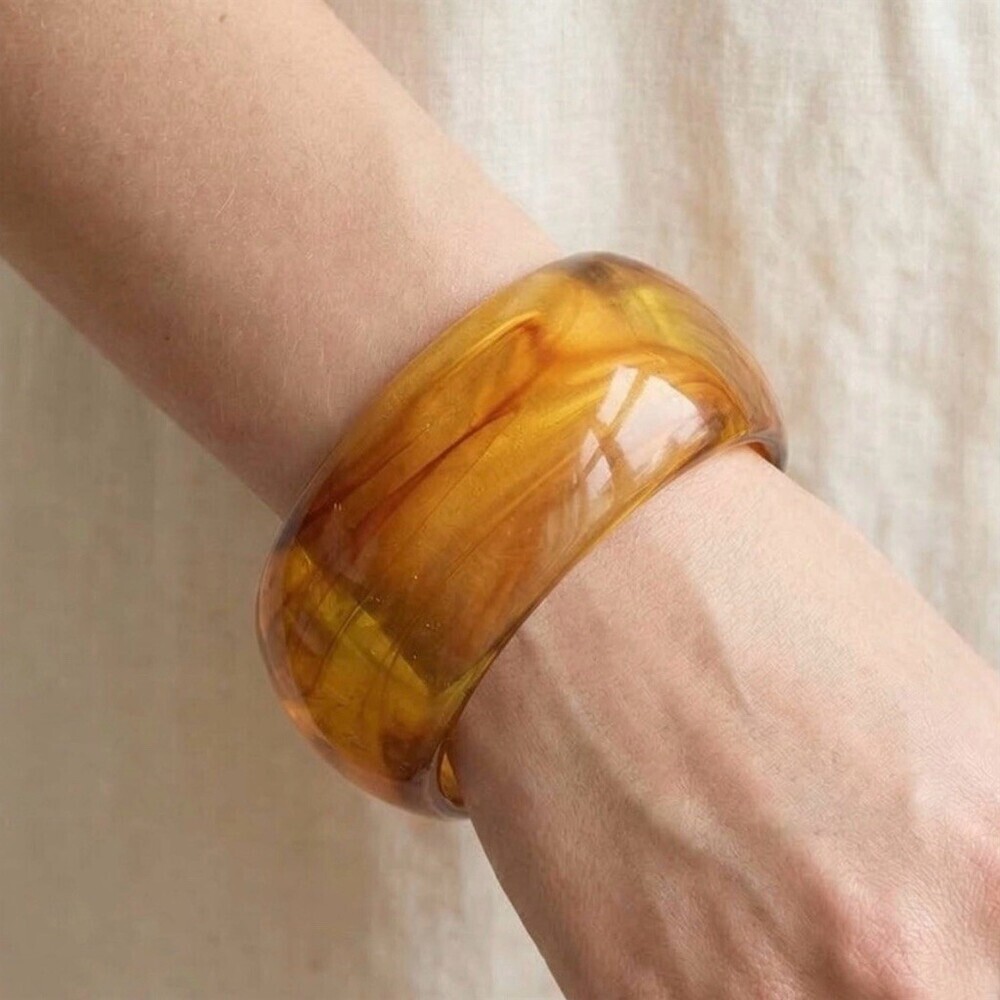 Chunky Boho Brown Bangle Bracelet Swirl Stackable Hippie Gypsy Festival